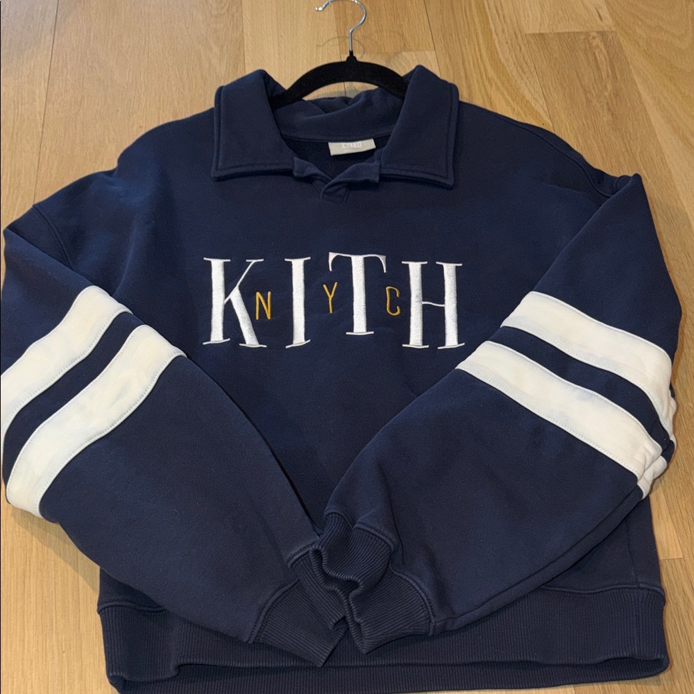 Kith Kids Navy Sweatshirt and Joggers with White Stripes - Picture 2 of 4
